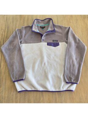 Patagonia Synchilla Snap T Pullover Fleece Womens Large Purple Lavender Jacket